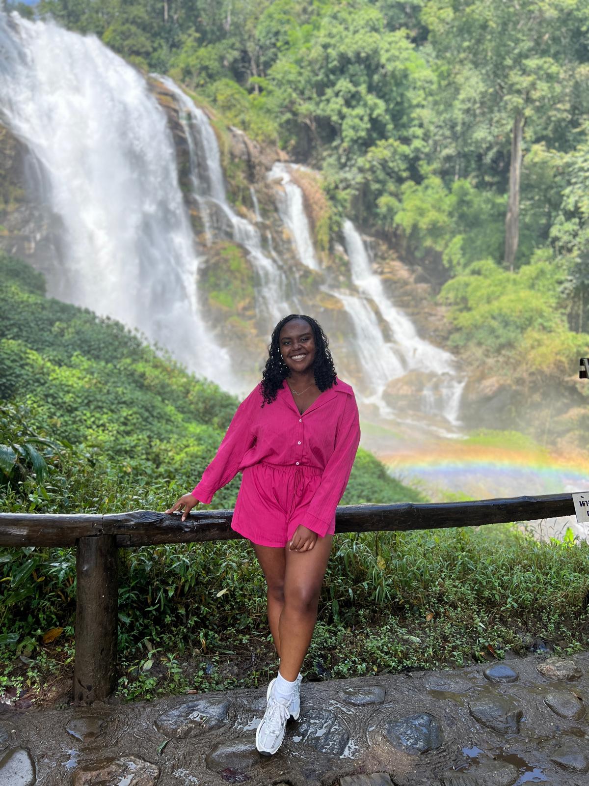 Christina Jane at the waterfall 