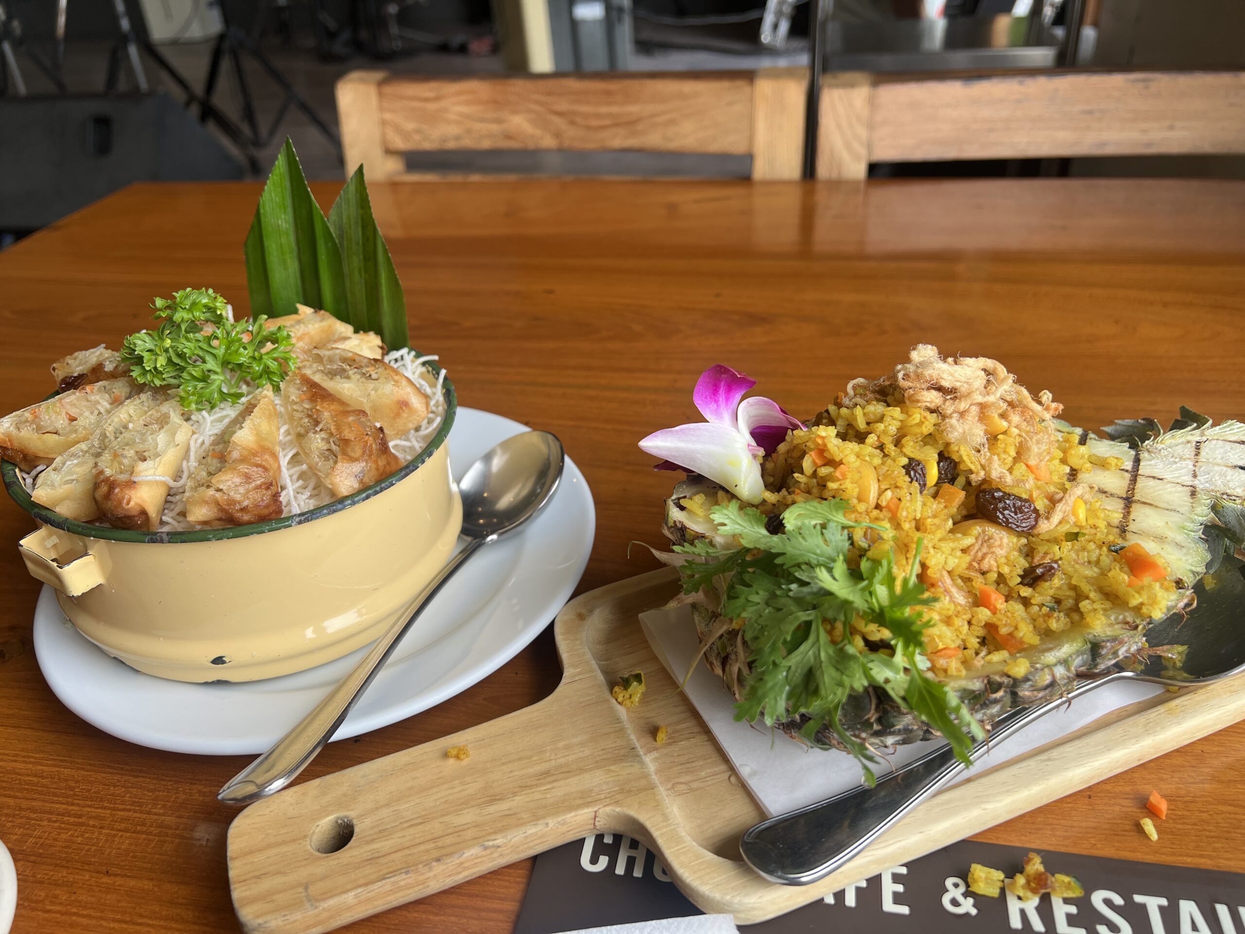 Fried Rice and Spring Rolls 