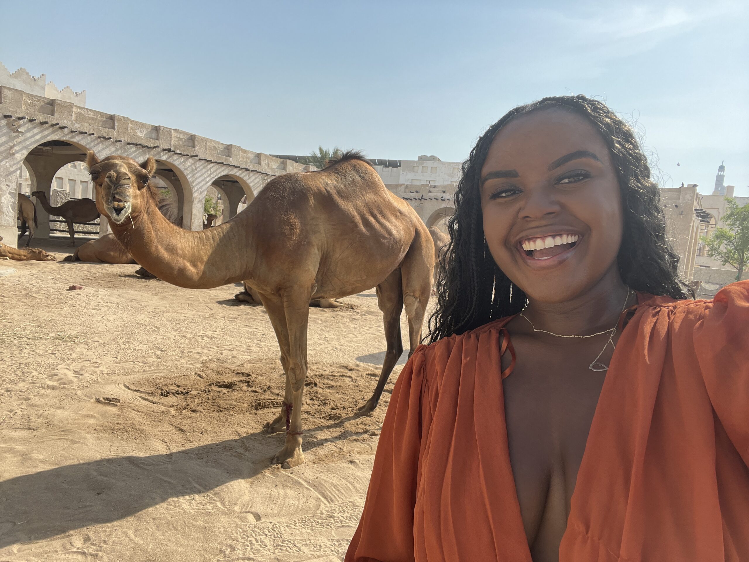 Christina Jane with camels 