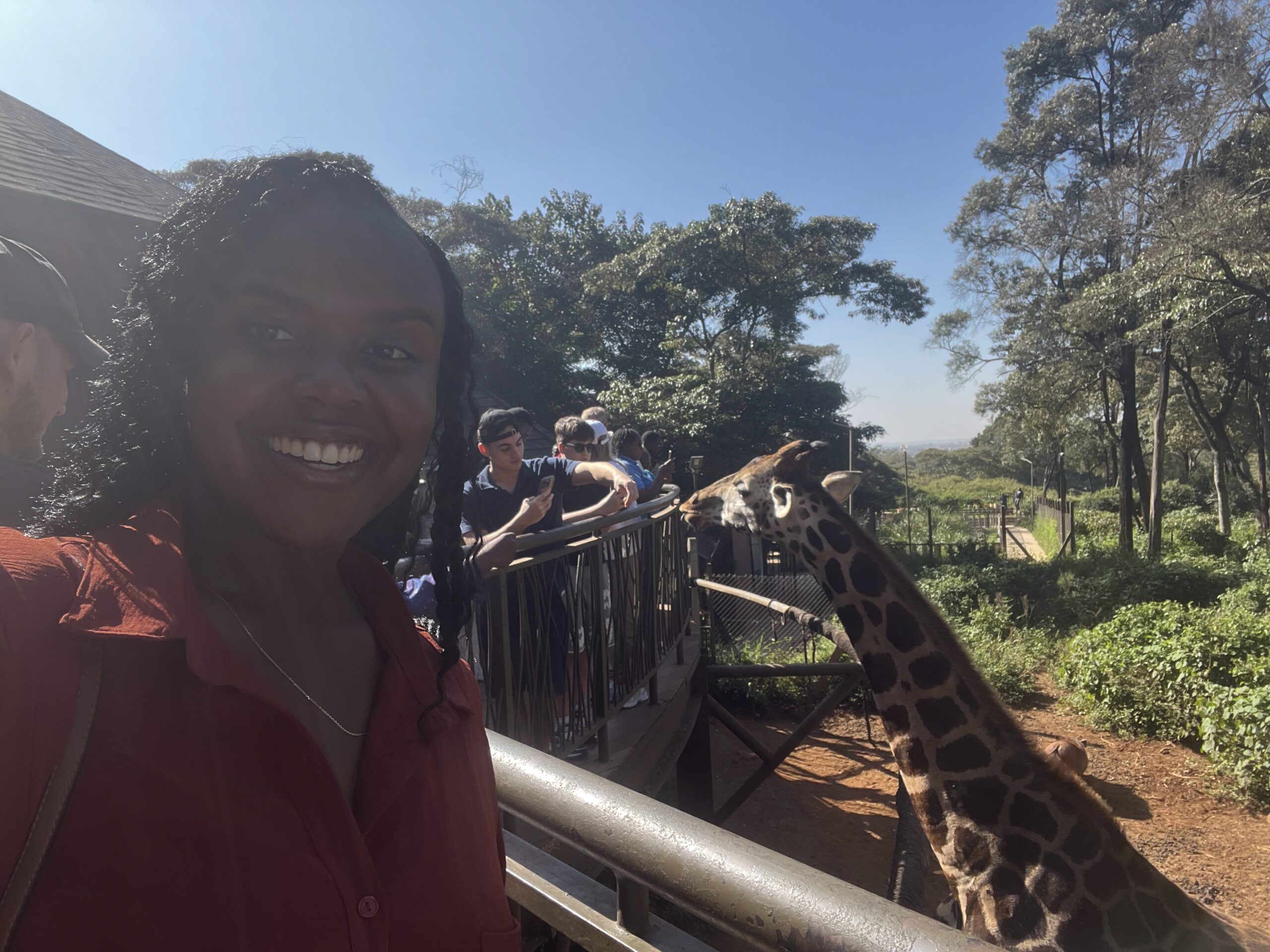 Christina Jane with a giraffe 